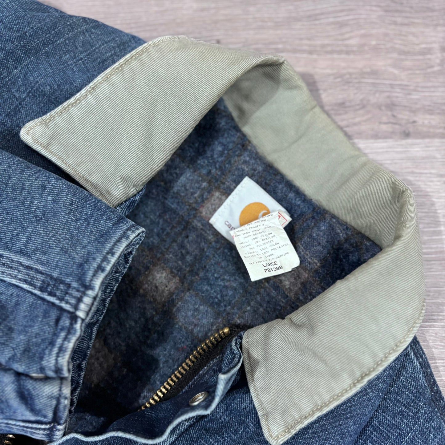 Vintage Carhartt Denim Carpet Lined Trench Coat