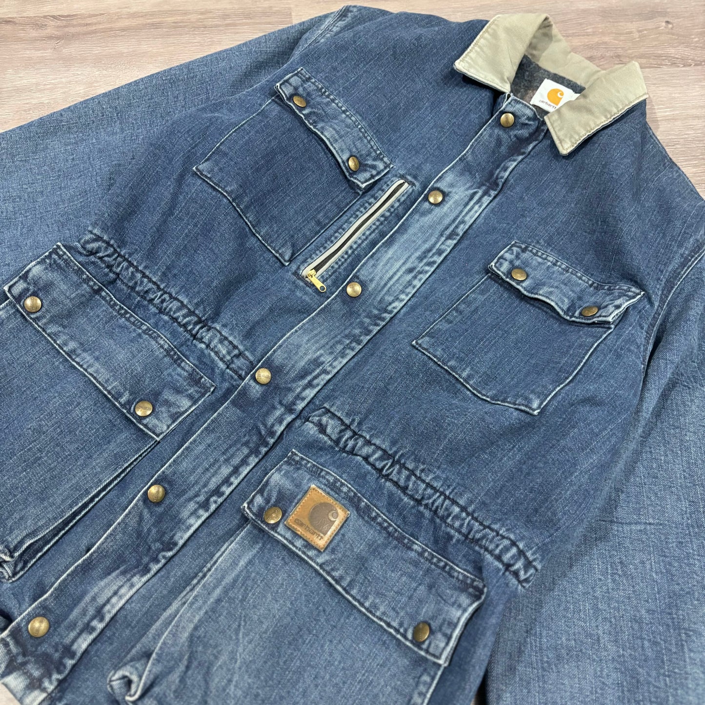Vintage Carhartt Denim Carpet Lined Trench Coat