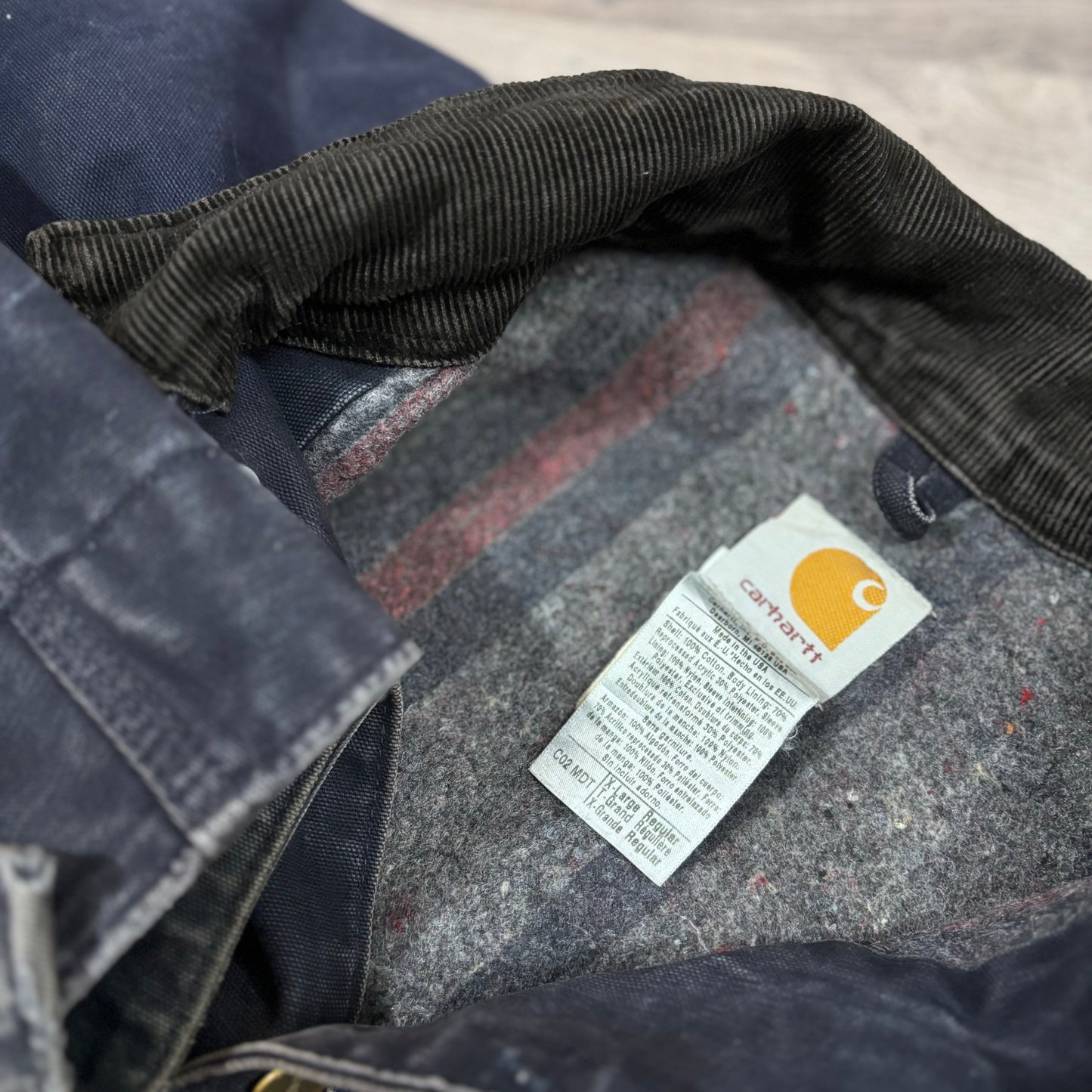 Vintage Carhartt Navy Carpet Lined Chore Coat