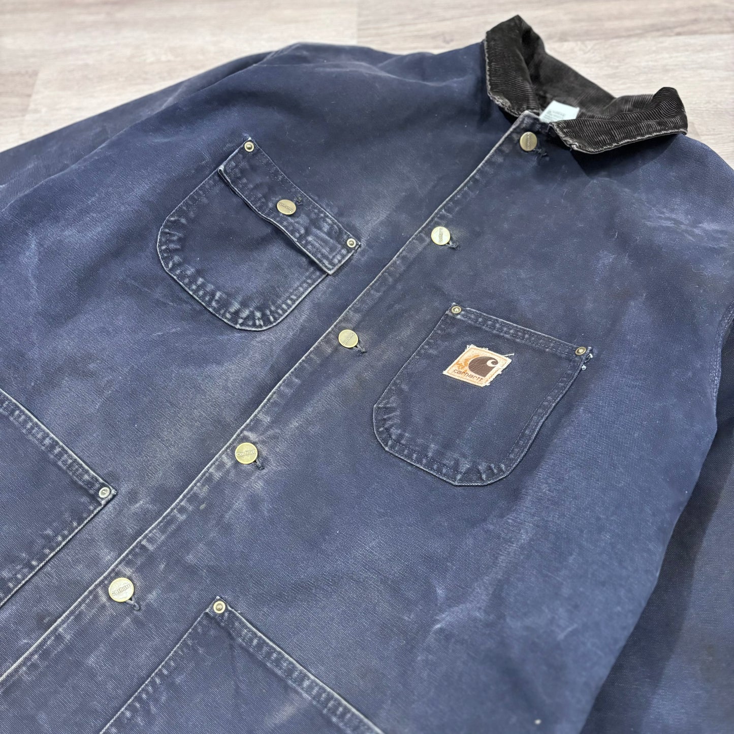 Vintage Carhartt Navy Carpet Lined Chore Coat