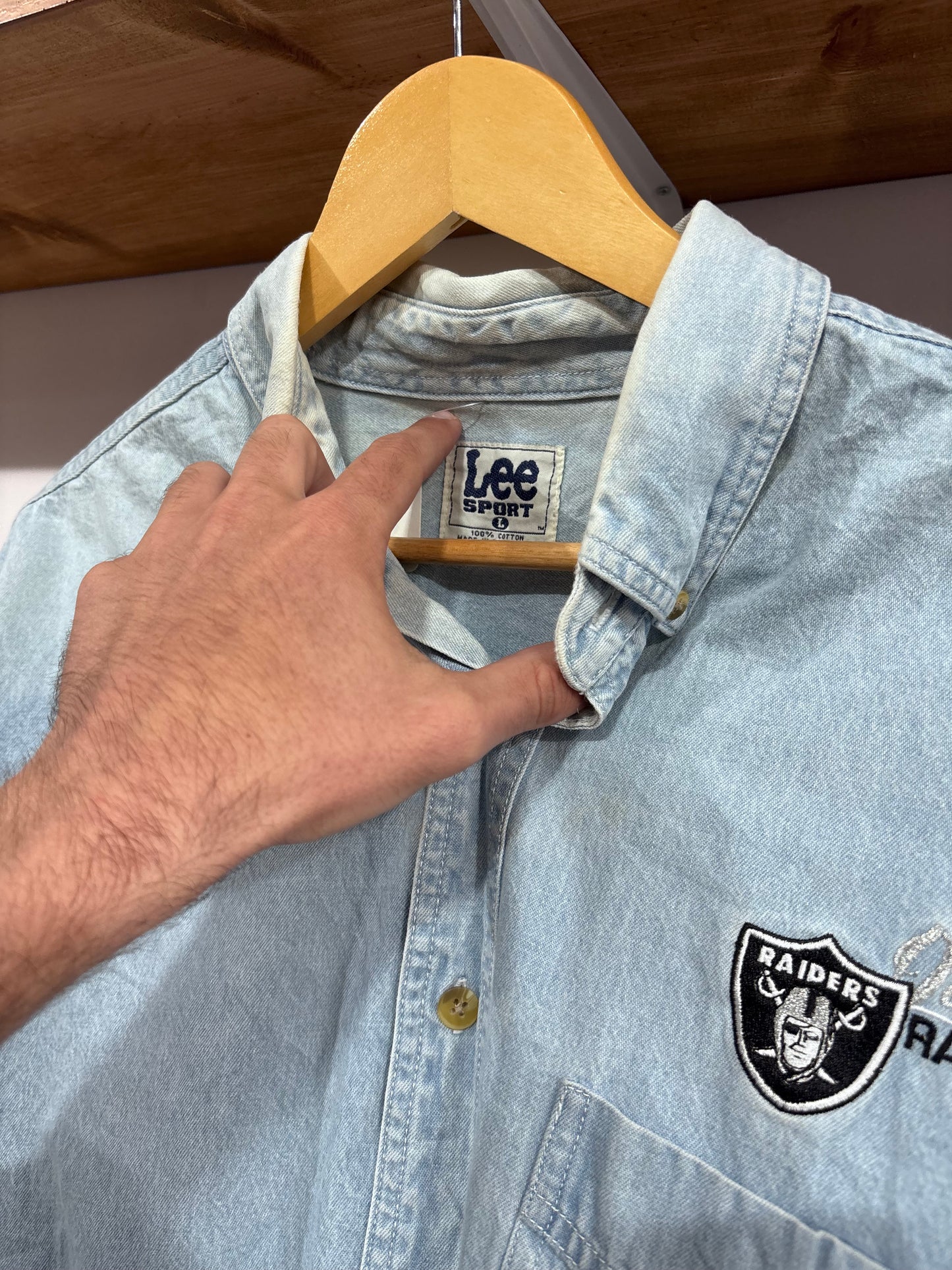 Vintage Oakland Raiders Denim Button Up