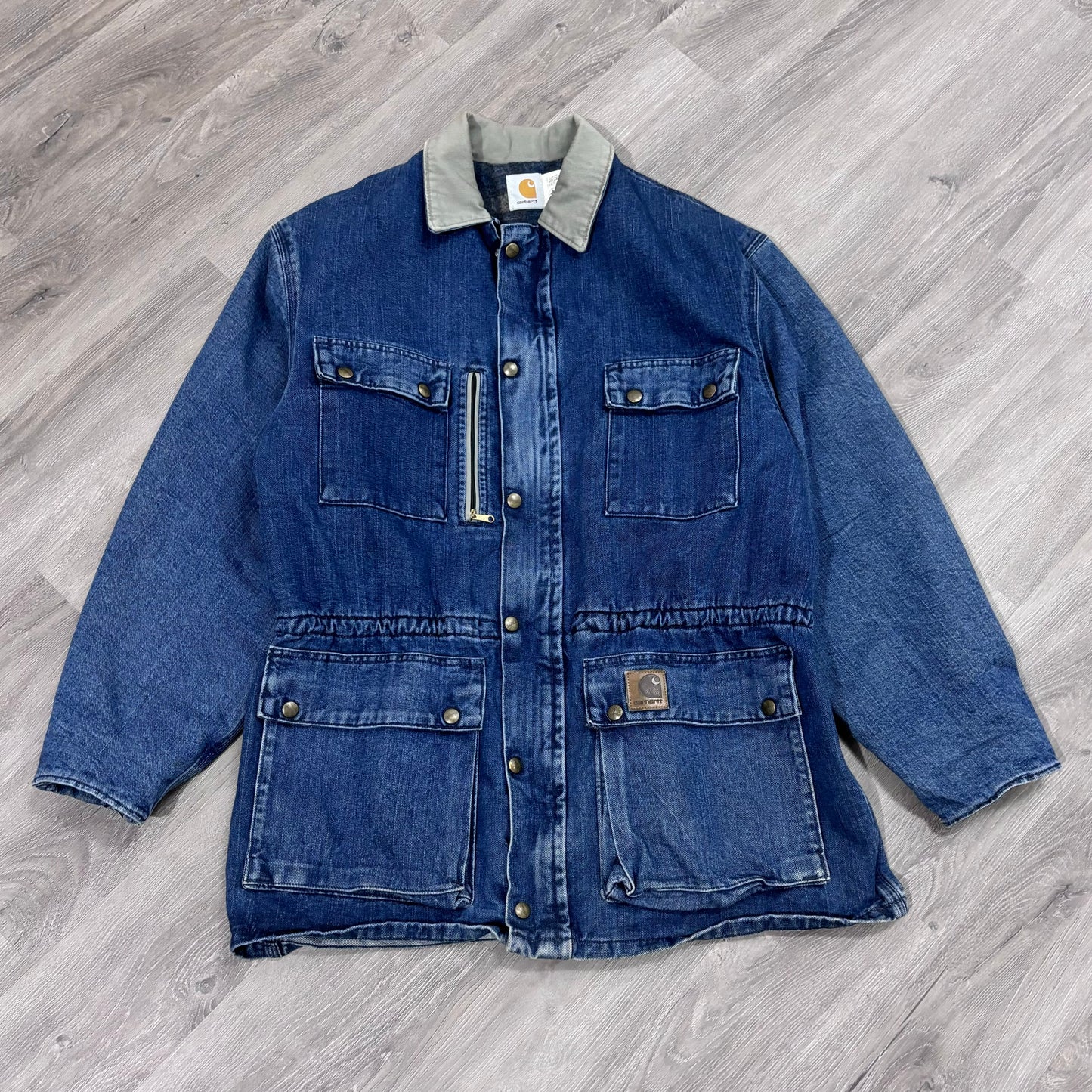 Vintage Carhartt Denim Carpet Lined Trench Coat