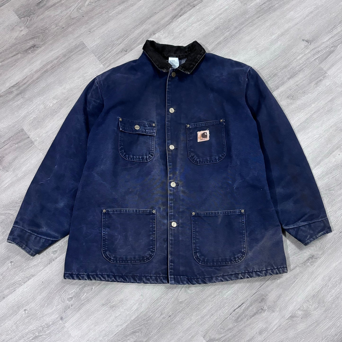 Vintage Carhartt Navy Carpet Lined Chore Coat