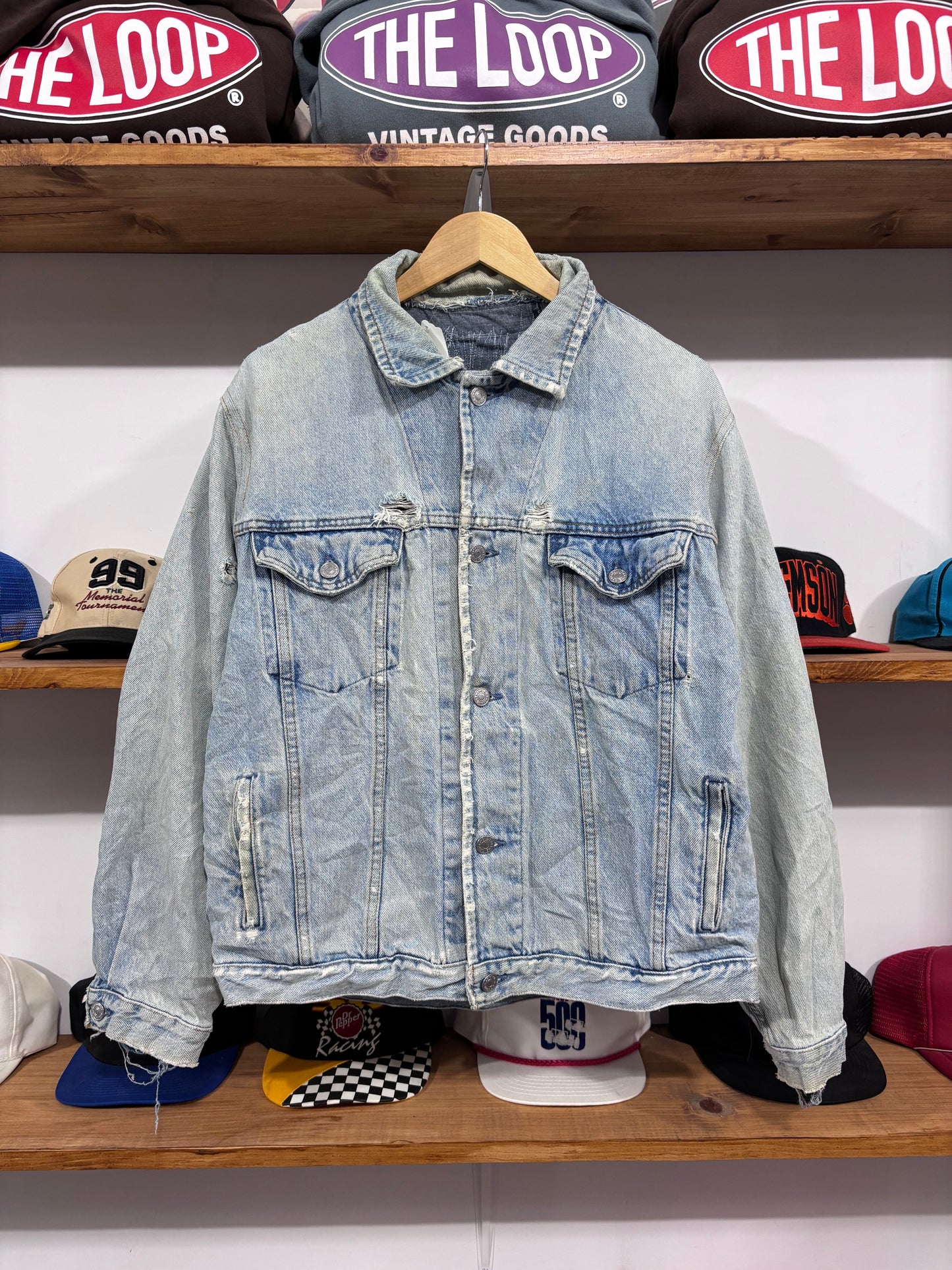 Vintage Distressed Patched Denim Jacket
