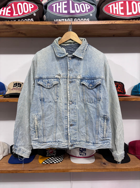 Vintage Distressed Patched Denim Jacket