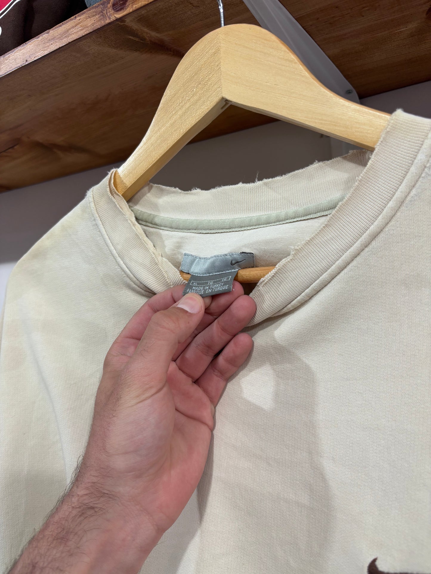 Vintage Nike Cream Distressed Crewneck