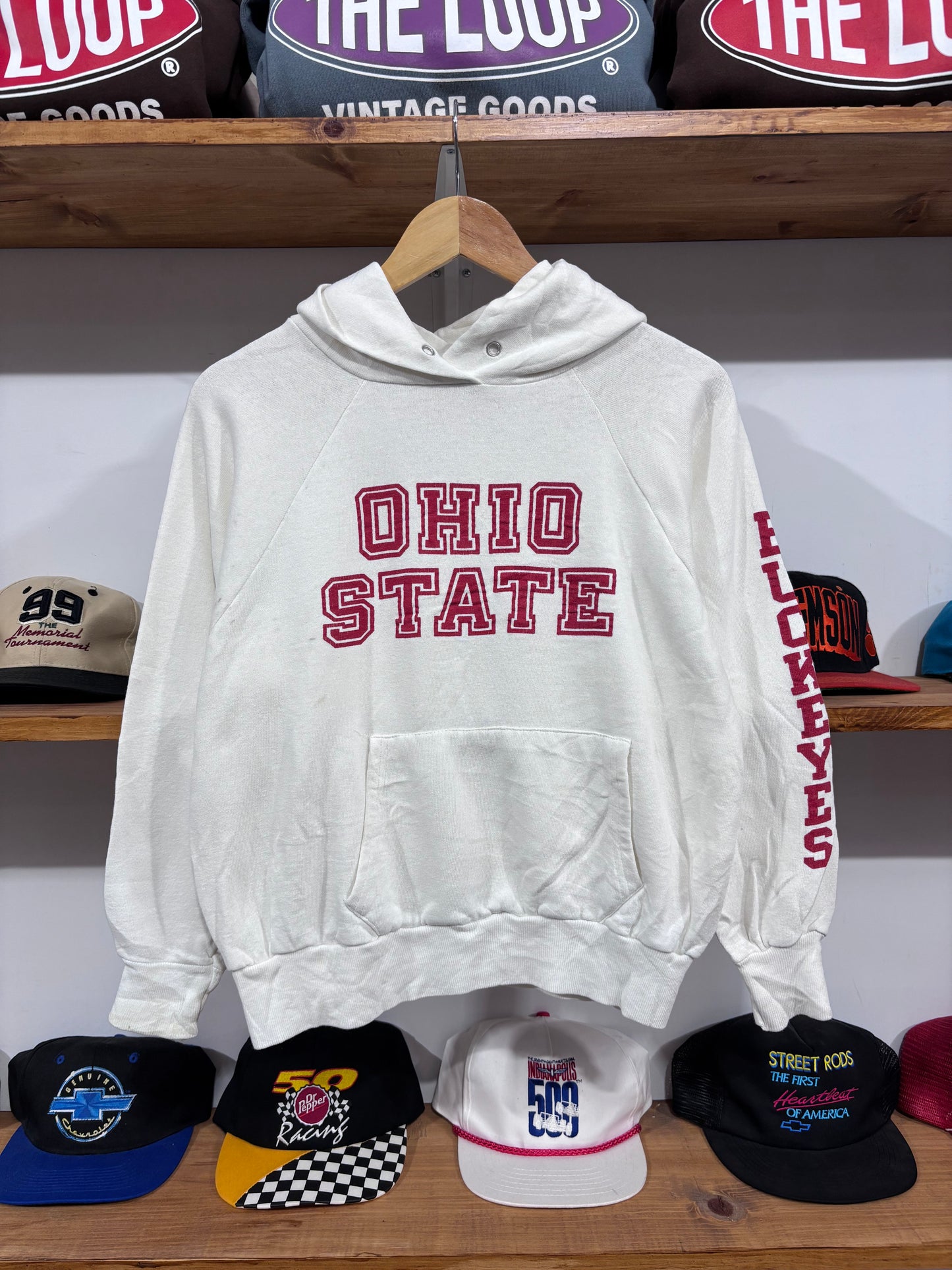 Vintage Ohio State White Hoodie