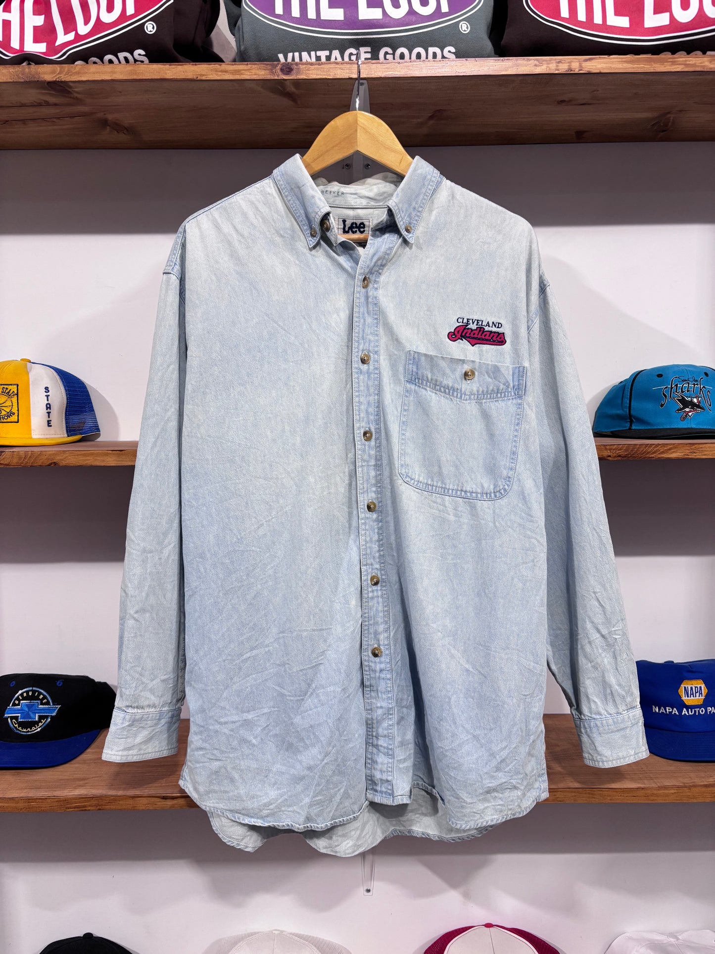 Vintage Cleveland Indians Denim Button Up