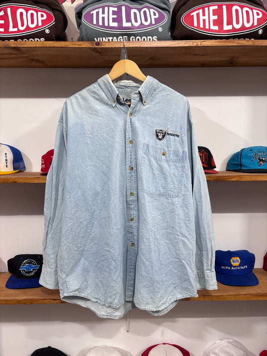 Vintage Oakland Raiders Denim Button Up