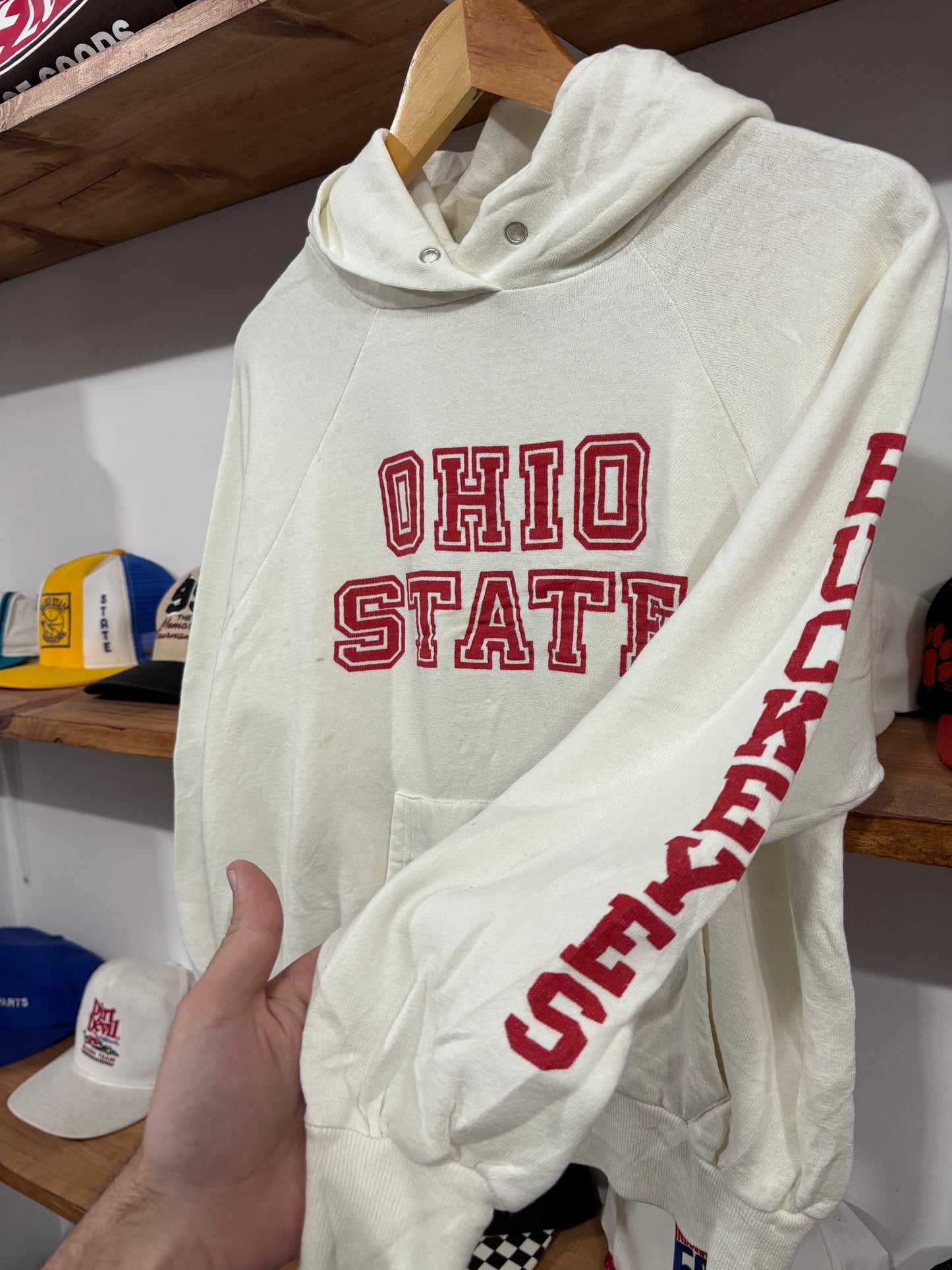 Vintage Ohio State White Hoodie