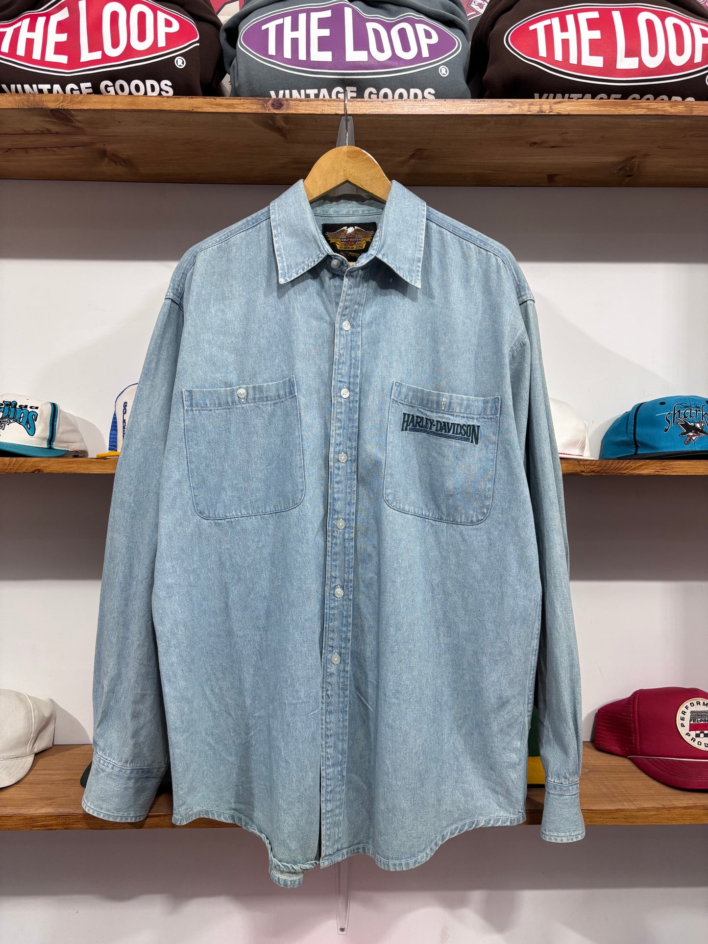 Vintage Harley Davidson Denim Button Up
