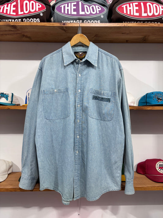 Vintage Harley Davidson Denim Button Up