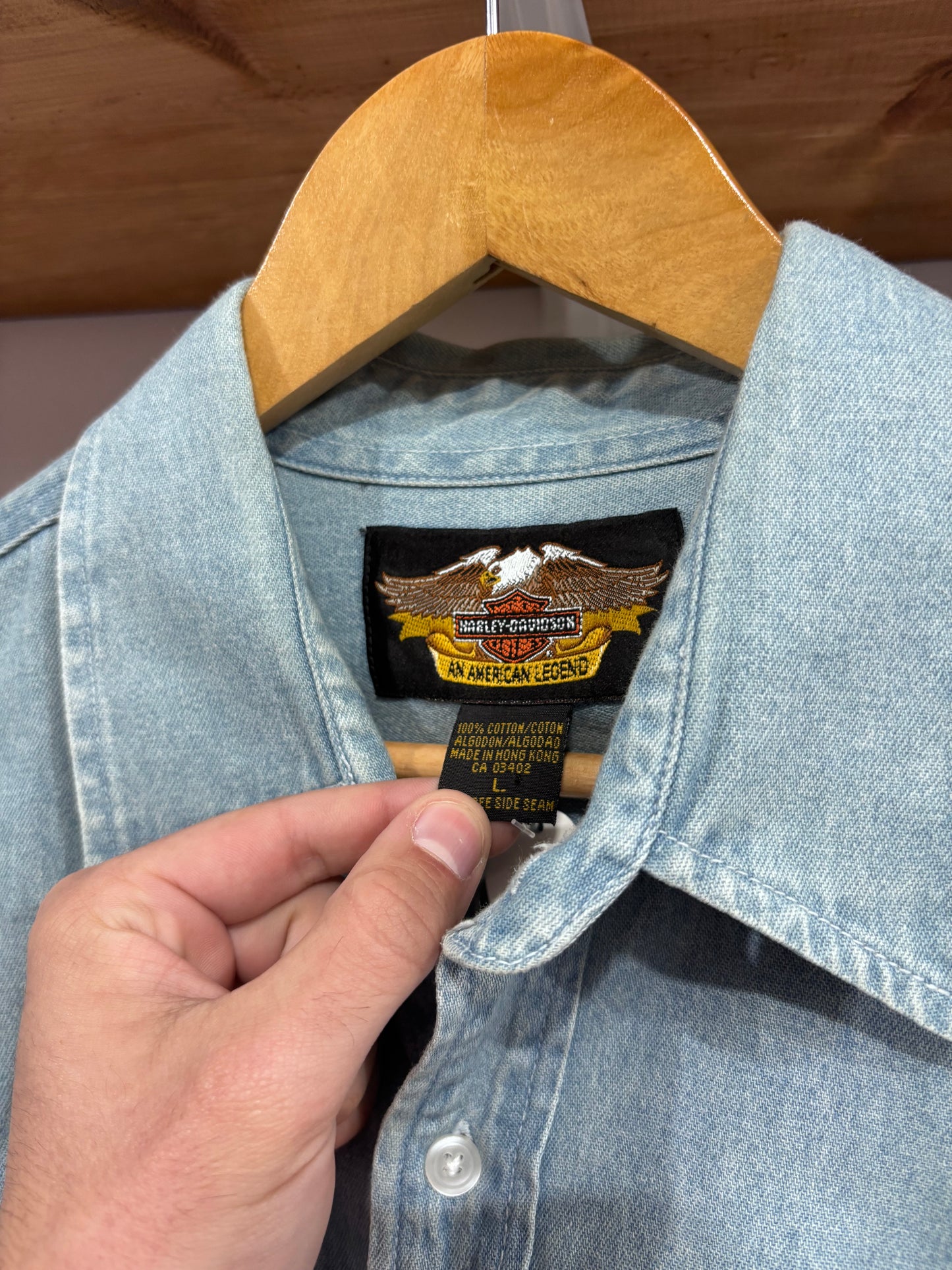 Vintage Harley Davidson Denim Button Up