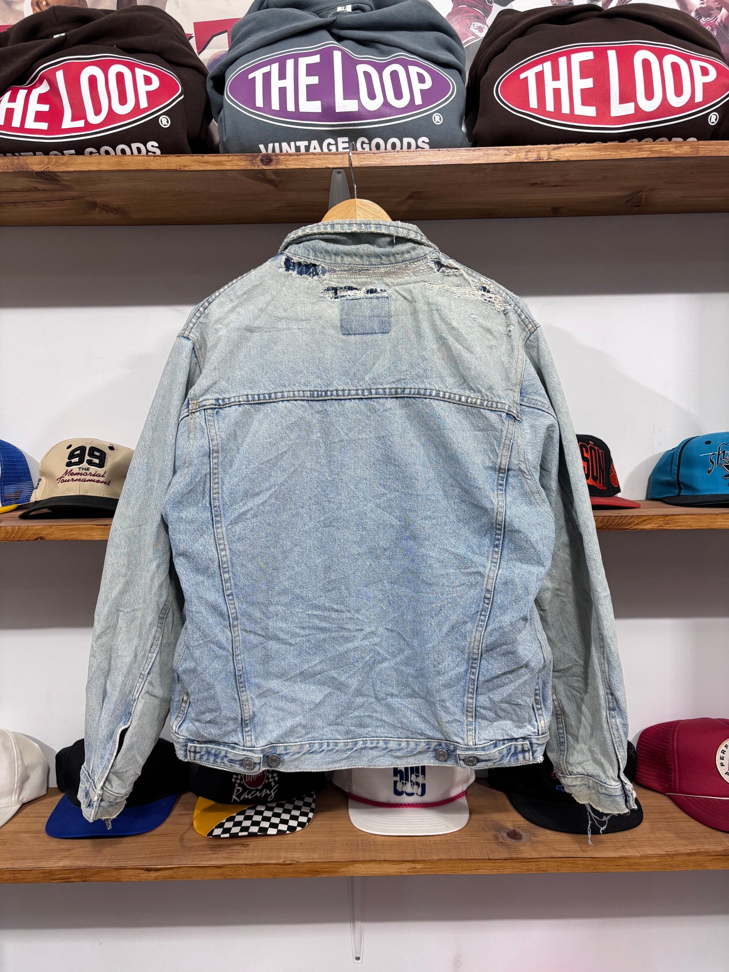 Vintage Distressed Patched Denim Jacket