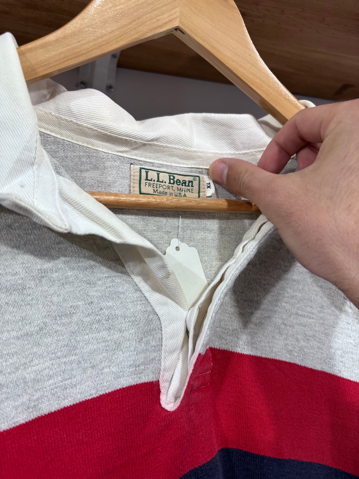 Vintage LL Bean Striped Long Sleeve Polo