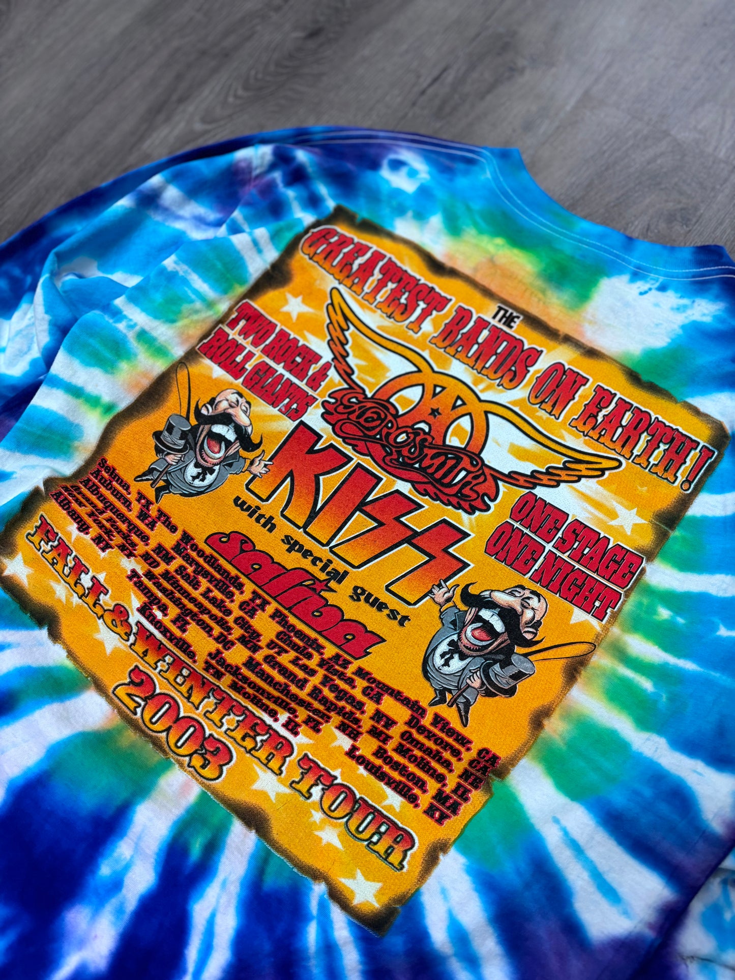 Vintage Kiss & Aerosmith ‘03 Tour Long Sleeve Tie Dye Tee