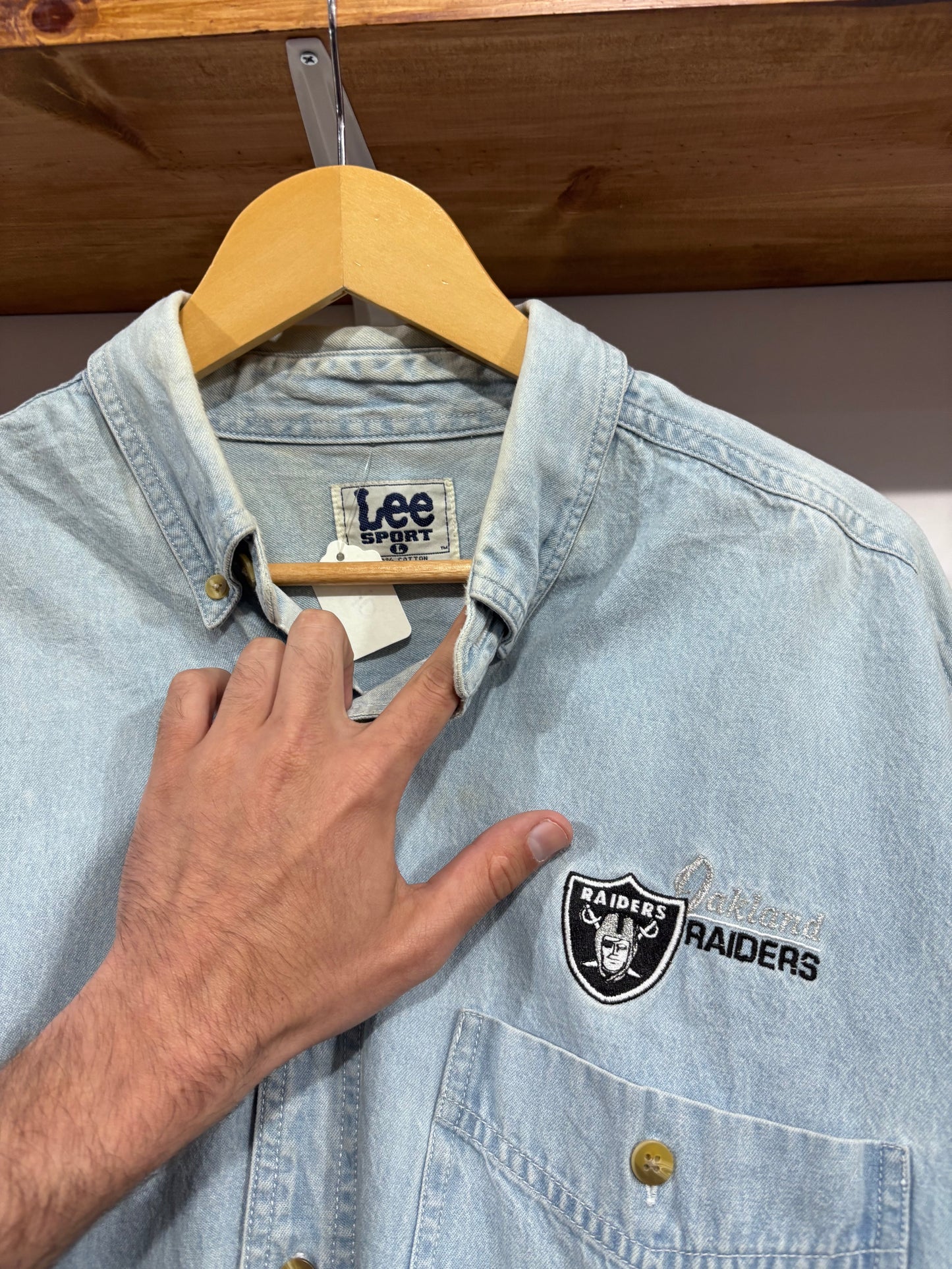 Vintage Oakland Raiders Denim Button Up