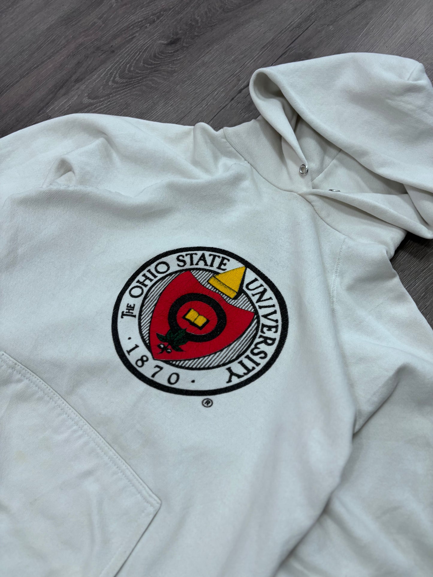 Vintage Ohio State University Seal White Hoodie