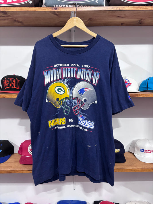 Vintage Green Bay Packers vs New England Patriots Tee