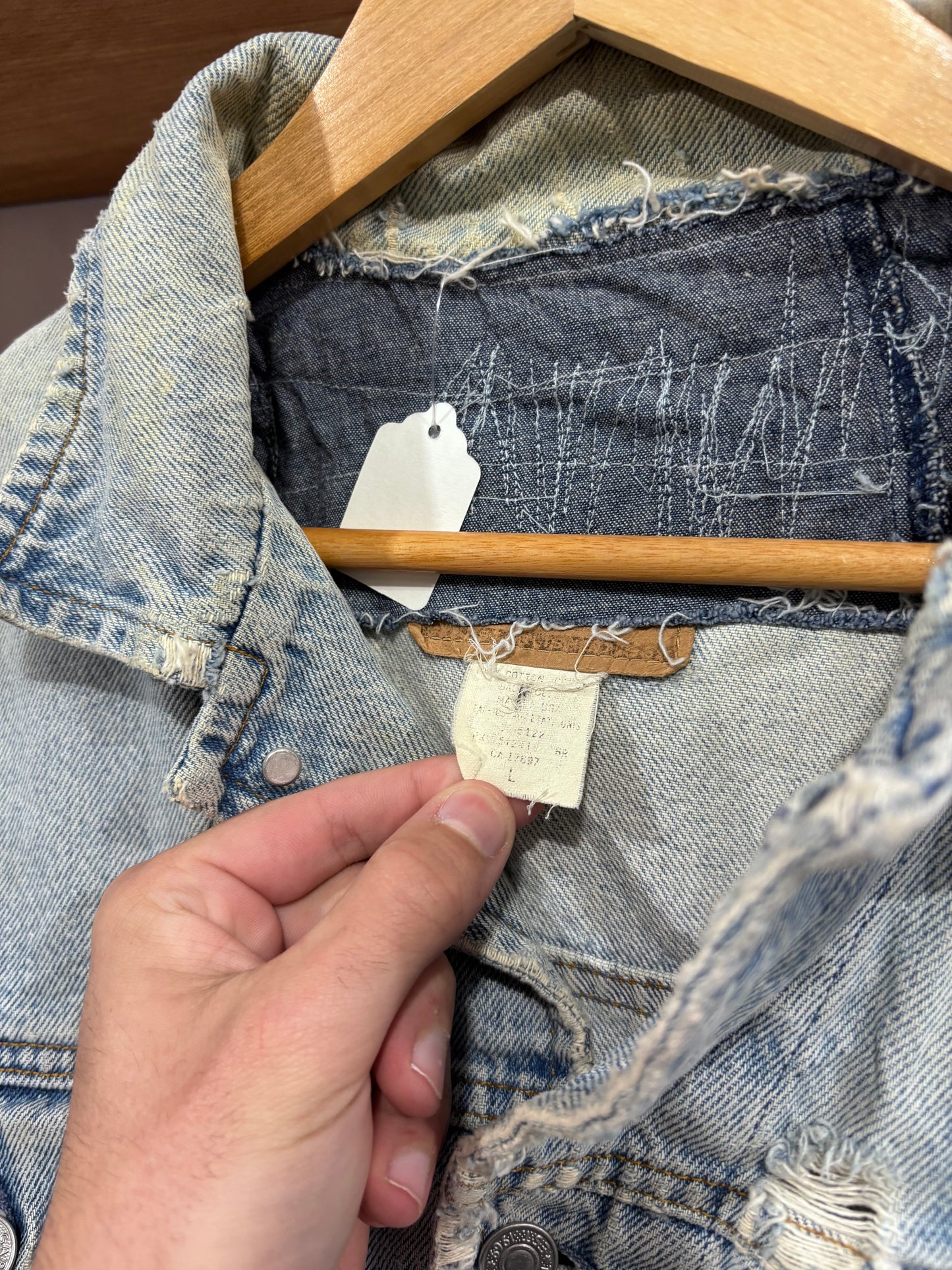 Vintage Distressed Patched Denim Jacket