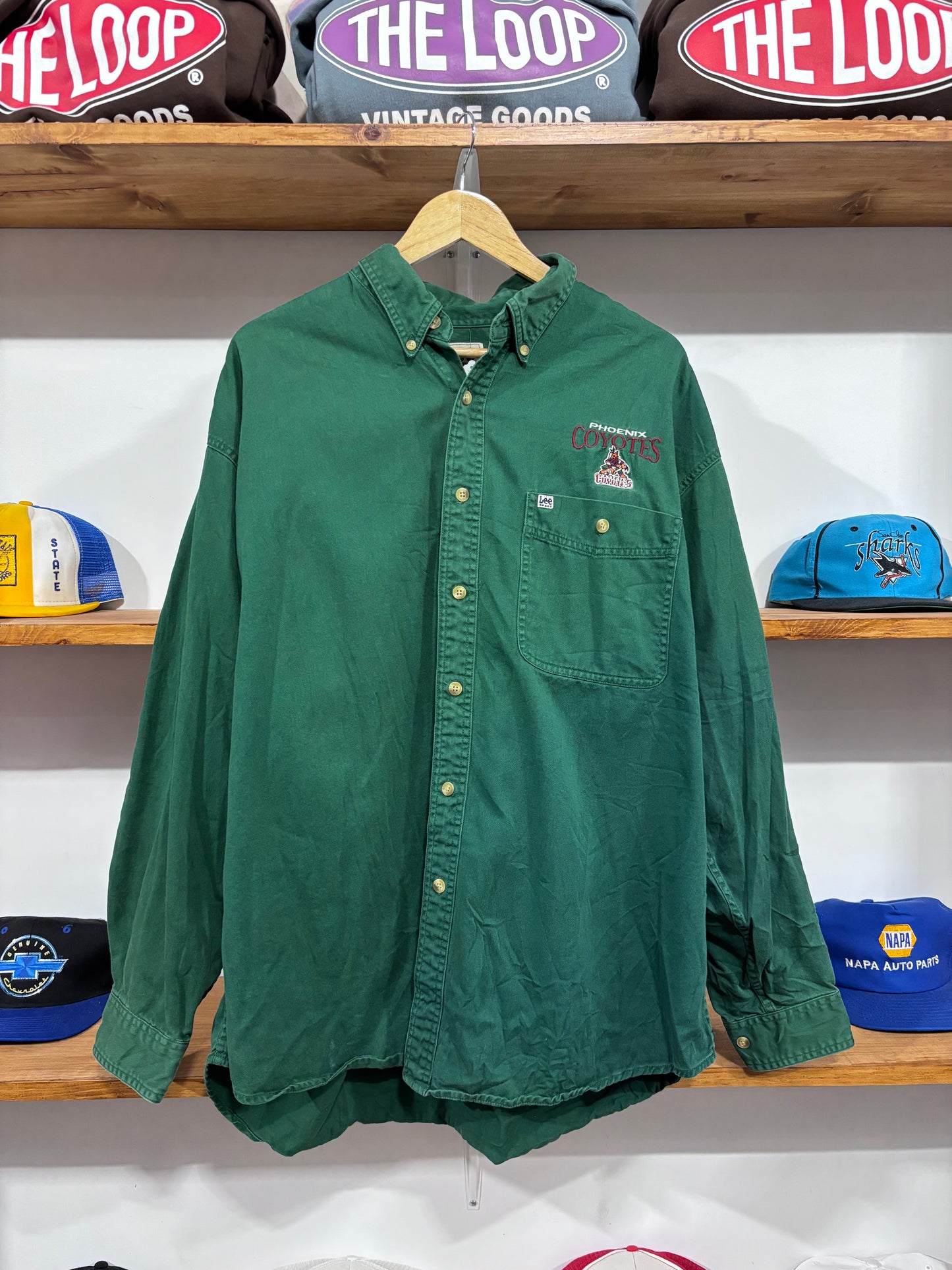 Vintage Phoenix Coyotes Green Button Up