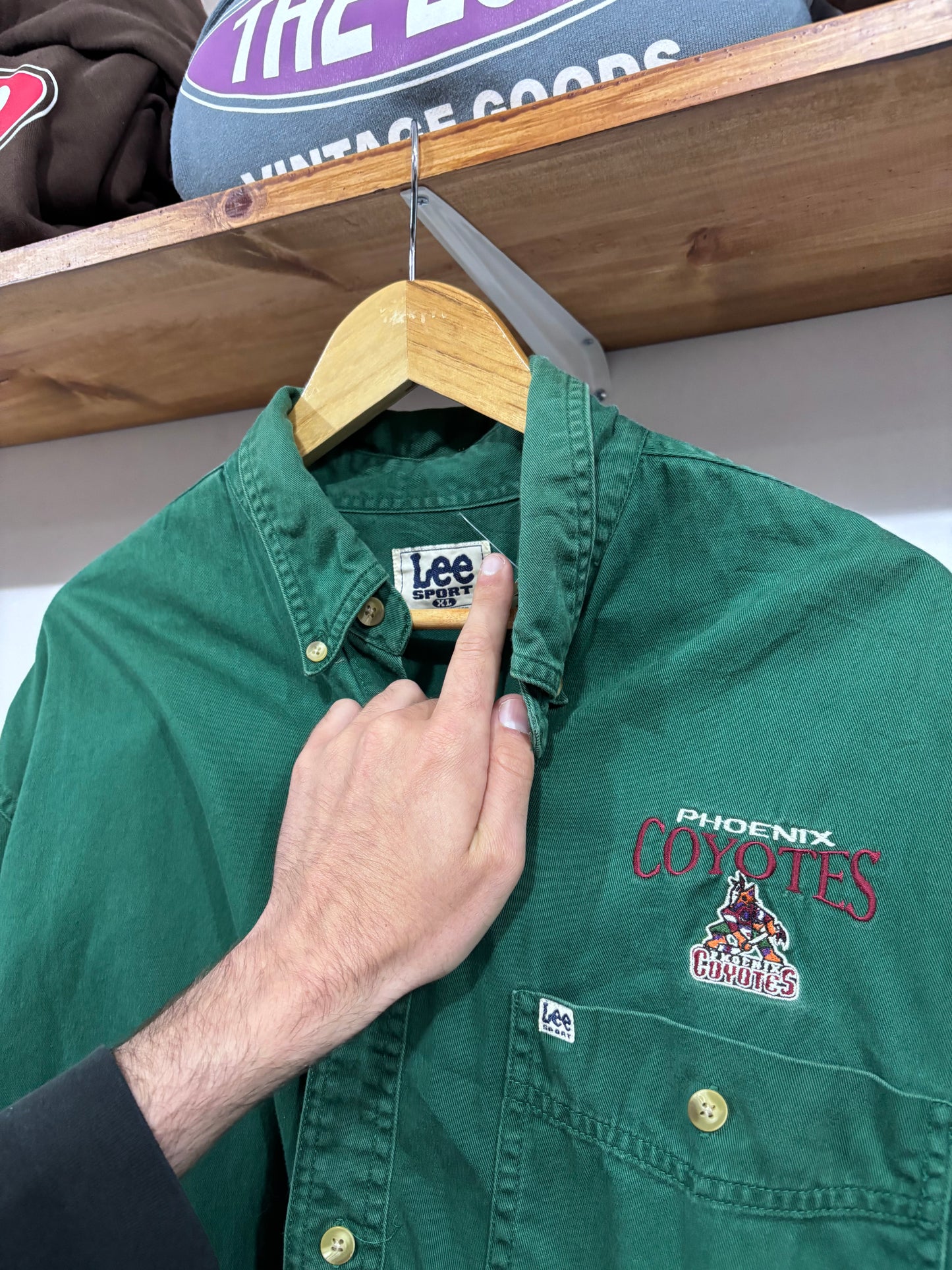 Vintage Phoenix Coyotes Green Button Up