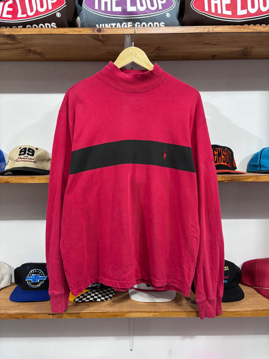 Vintage Polo Striped Mock Neck