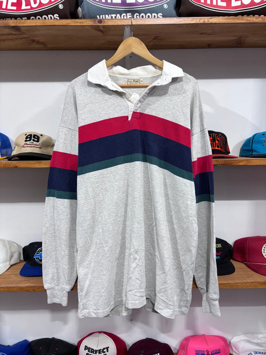 Vintage LL Bean Striped Long Sleeve Polo